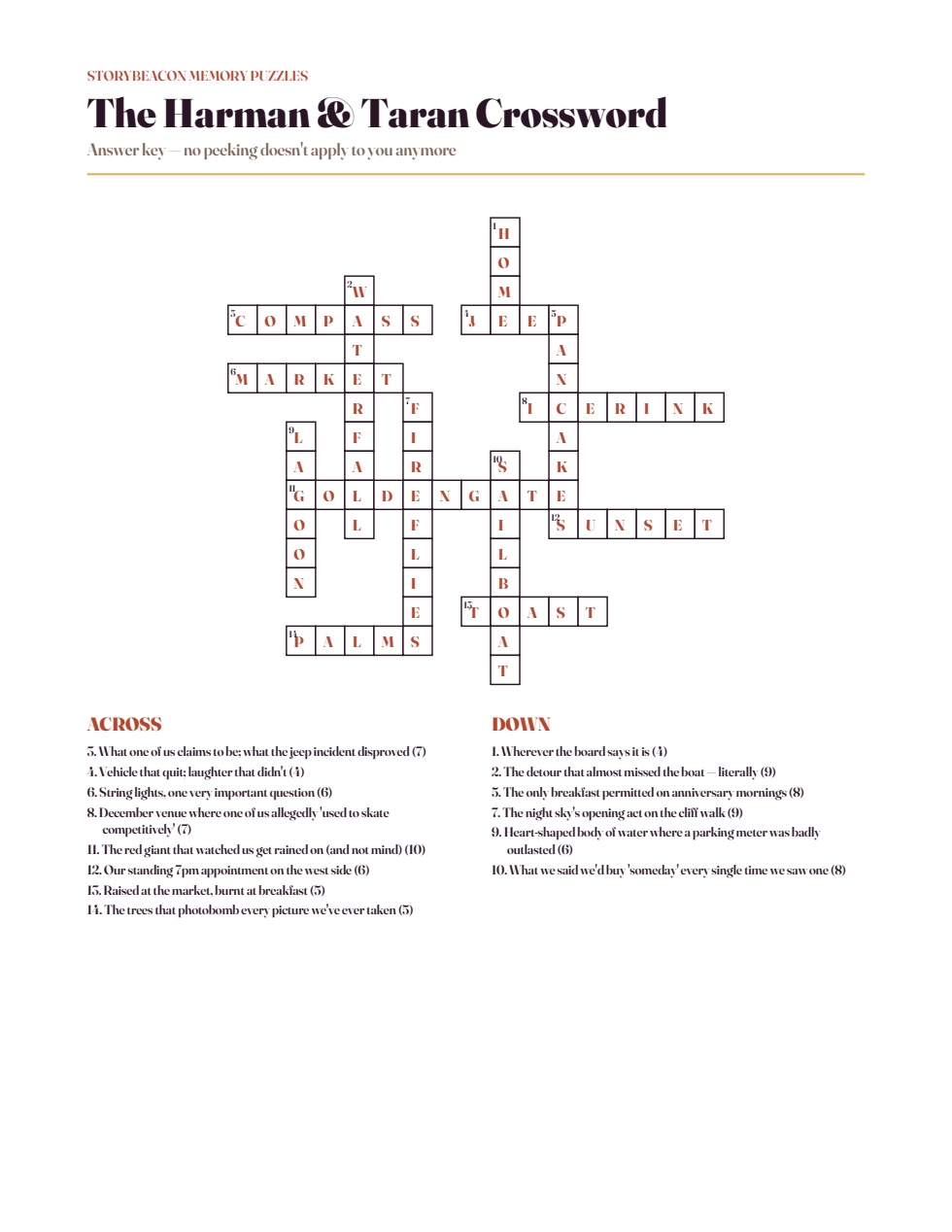 Crossword answer key