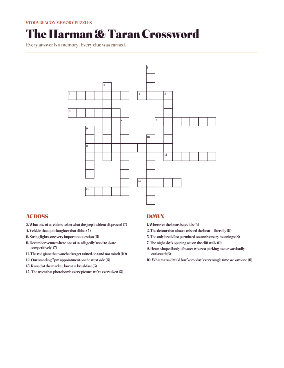 Example memory crossword