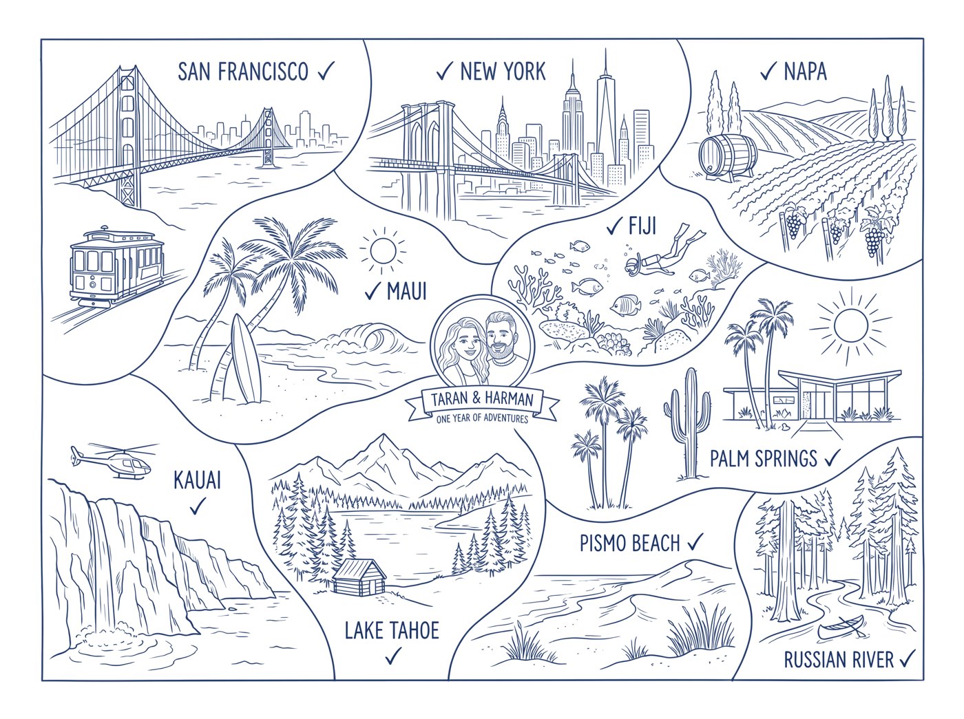 Story Map colourway — Deep blue · White