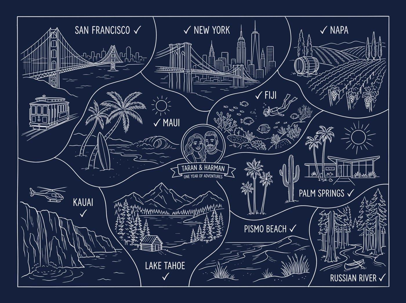 Story Map colourway — White ink · Navy